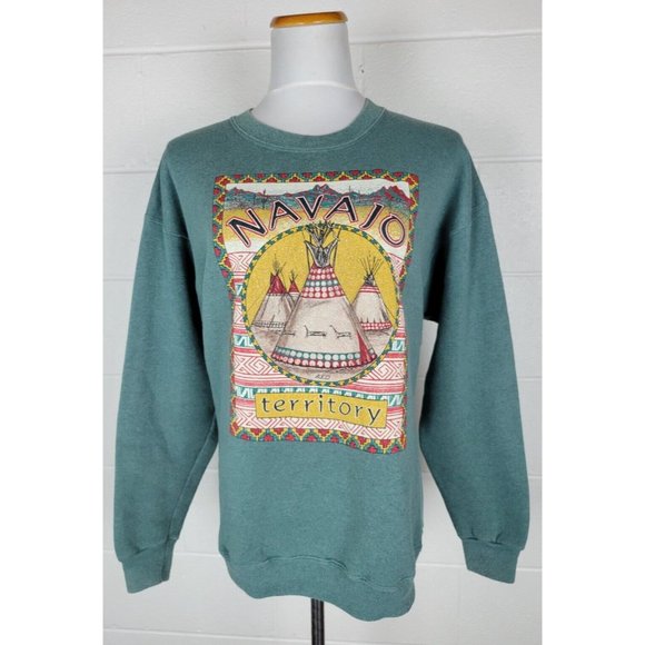 Vintage American Eagle Navajo‎ Territory Sweatshirt Western 50/50 USA Large - Picture 1 of 9